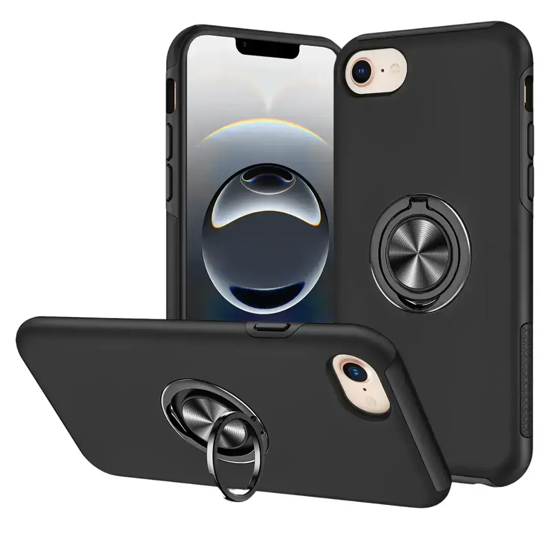 Samsung Galaxy Z Flip 7 Magnetic Ring Stand Hybrid Case Black